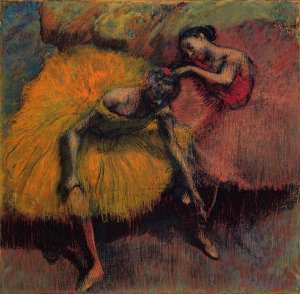 Two Dancers in Yellow and Pink by Edgar Degas Oil Painting Reproduction