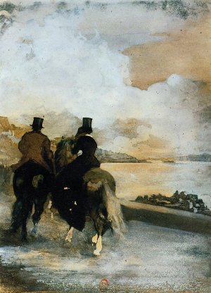 Two Riders by a Lake by Edgar Degas Oil Painting Reproduction