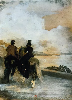 Two Riders by a Lake by Edgar Degas Oil Painting Reproduction