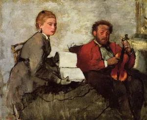Violinist and Young Woman by Edgar Degas - Hand-Painted Oil Painting Reproduction