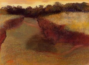 Wheatfield and Line of Trees by Edgar Degas Oil Painting Reproduction