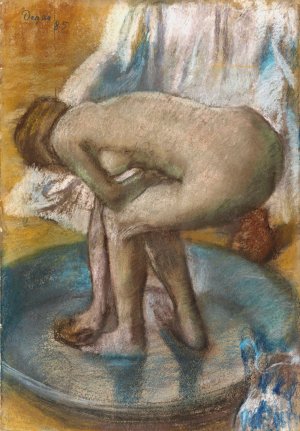 Main Product Photo of Woman Bathing in a Shallow Tub Painting by Edgar Degas