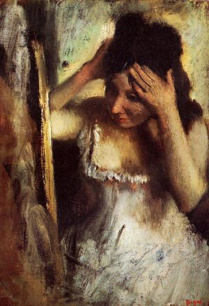 Woman Combing Her Hair Before a Mirror by Edgar Degas Oil Painting Reproduction