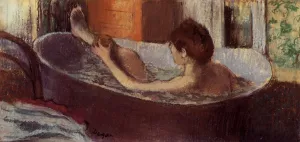 Woman in a Bath Sponging Her Leg by Edgar Degas - Hand-Painted Oil Painting Reproduction