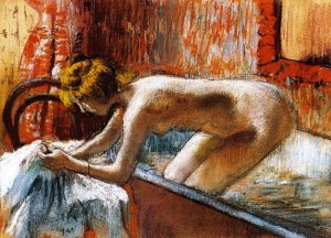 Woman Leaving Her Bath 2 by Edgar Degas Oil Painting Reproduction