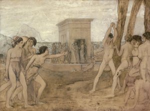 Young Spartan Girls Challenging Boys by Edgar Degas - Hand-Painted Oil Painting Reproduction