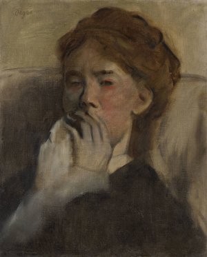 Young Woman with Her Hand over Her Mouth by Edgar Degas Oil Painting Reproduction