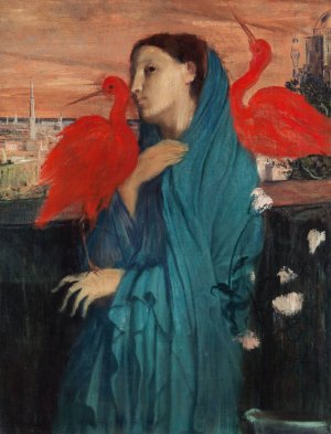 Young Woman with Ibis by Oil Painting Reproduction